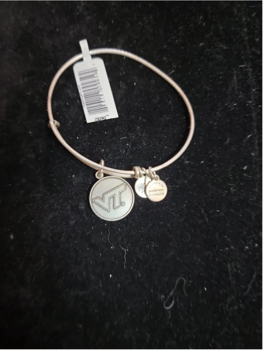 ALEX and ANI - VIRGINIA TECH - Silver Tone VT Charm Bangle Bracelet - Brand New